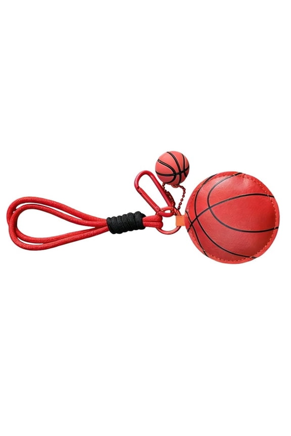 Sports Ball Keychain Pouch with Wrist Strap, Carabiner and Charm for Commute, Bags and Travel