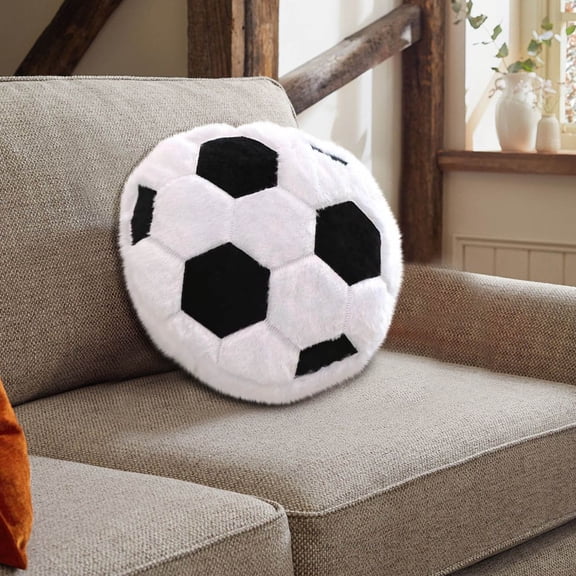 Sports Ball Plush Pillow Set, 17.7in Soft Fuzzy Soccer/Basketball/Football/Baseball Decorative Throw Pillows for Rooms
