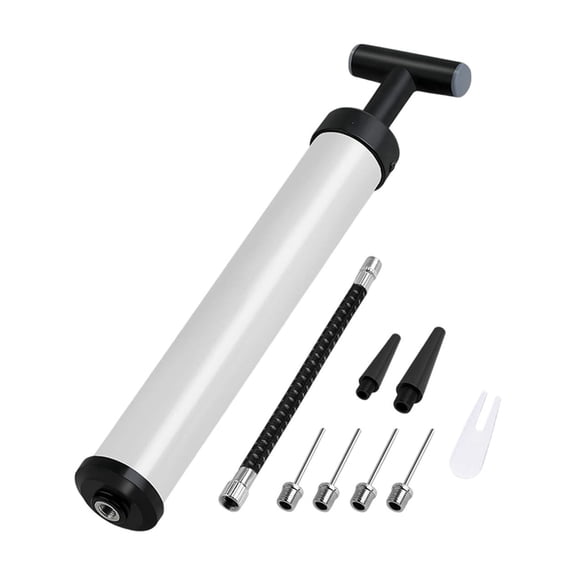 Sports Ball Pump, Compact Lightweight Sports Ball Pump, White Universal Ball Inflator Kit, Multi-Functional Hand Pump With Needle & Cap for Volleyball, Football, Basketball, Outdoor Sports Use