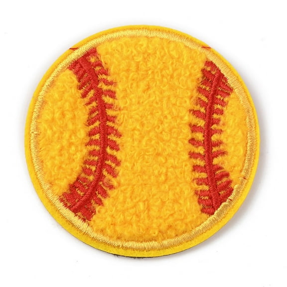 Sports Ball Theme Computerized Towel Fabric Embroidery Iron on Cloth Patches Chenille Appliques Costume Accessories Sewing Craft Decoration Baseball Pattern 54x3mm