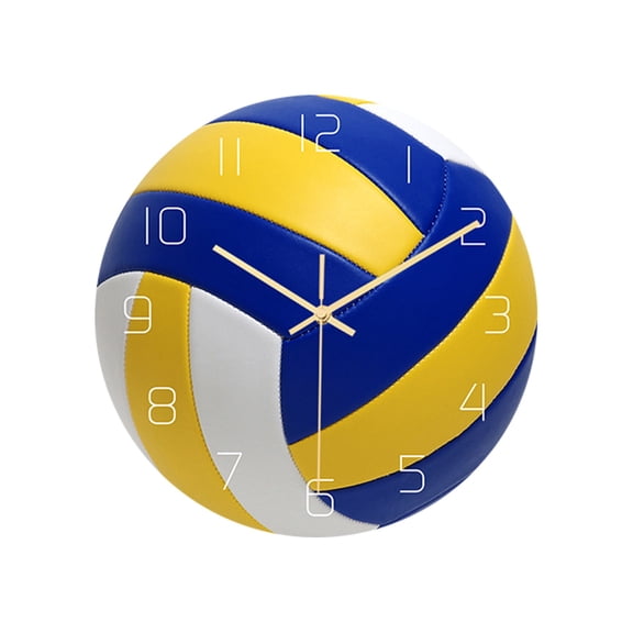 Sports Ball Wall Clock with Acrylic Silent Movement, Round Athletic Theme Decorative Timepiece for Living Room and Office, Modern Home Decor Art, D