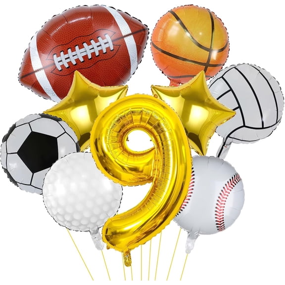 Sports Balloons, Football, Basketball, Baseball, Volleyball, Golf and Soccer Foil Balloon, Sports Theme Party Decorations