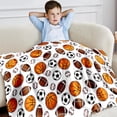 thumbnail image 1 of Sports Balls Blanket for Boys Soft Fleece Baseball Basketball Soccer Blanket for Couch Sofa Bedroom Fuzzy Flannel Blankets Birthday for Kids Boys 60"x80", 1 of 5
