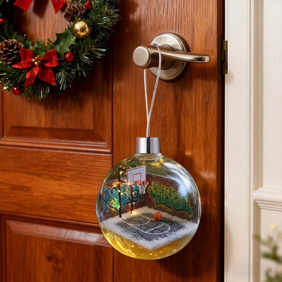 Sports Balls Christmas Ornaments - Vibrant Athletic Themed Xmas Baubles for Christmas Tree Home Party Office Decor, Football Basketball Soccer Baseball Decorations for Sports Fans, 3.15*3.15in, J