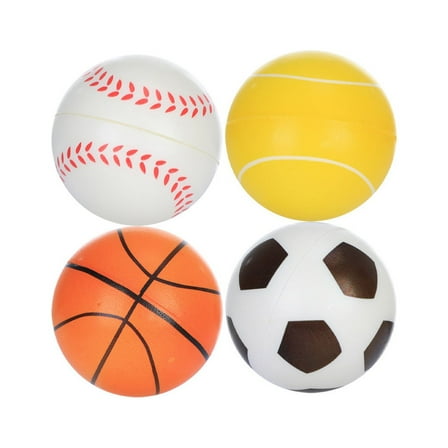 Sports Balls Fidget Pack with 4 PVC Balls and Inspirational Quotes for All Ages to Relieve Stress and Exercise Hands