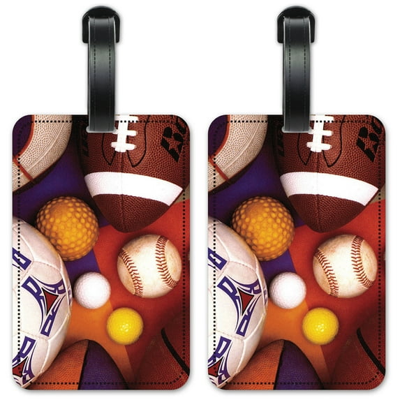 Sports Balls - Luggage ID Tags / Suitcase Identification Cards - Set of 2