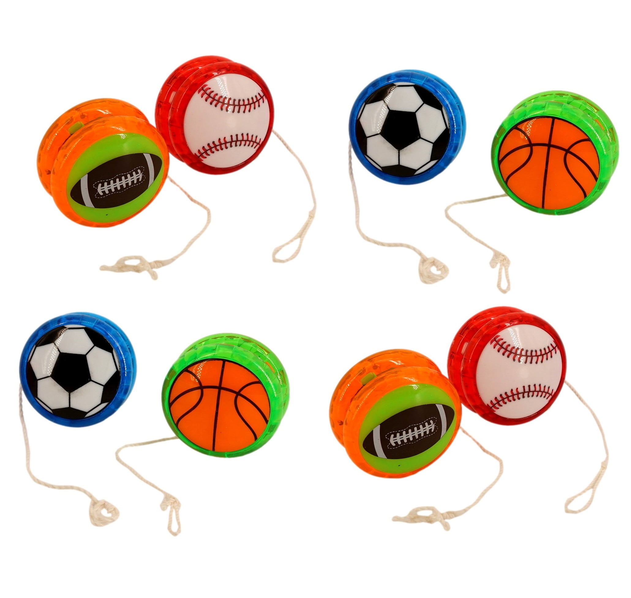 Sports Balls Yo-Yos (8 Pack, Football, Basketball, Baseball