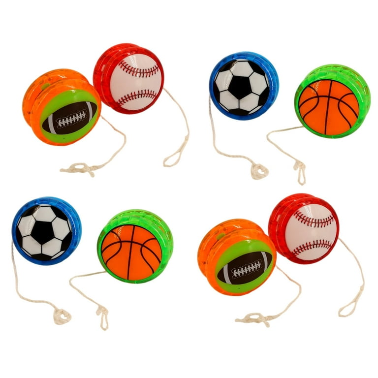Sports Balls Yo-Yos (8 Pack, Football, Basketball, Baseball