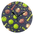 thumbnail image 1 of Sports Balls and Equipment Round Wall Clock Silent Battery Operated Home Decor for Living Room Bedroom, 1 of 7