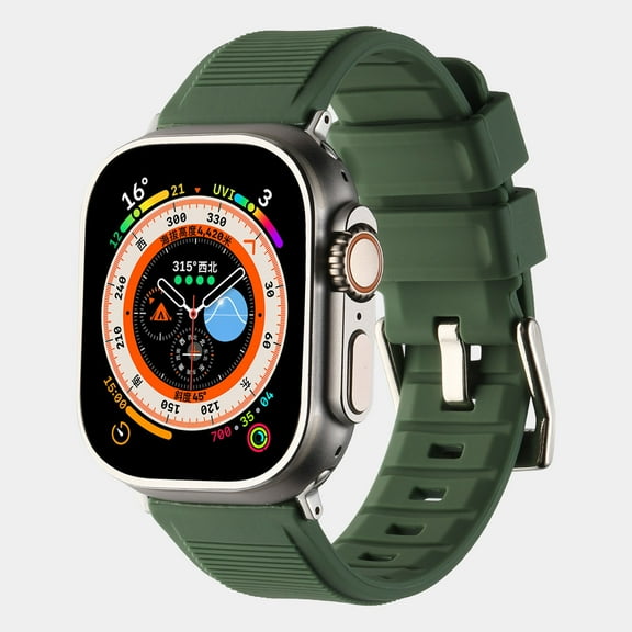 Sports Band Compatible for iWatch Bands 42mm 41mm 40mm 38mm, Soft Silicone Wristband Strap with Classic Adjustable Clasp for iWatch Series 10 9 8 7 6 5 4 SE 3 2 1 for Women Men, Armygreen