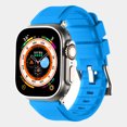 thumbnail image 1 of Sports Band Compatible for iWatch Bands 49mm 46mm 45mm 44mm 42mm, Soft Silicone Wristband Strap with Classic Adjustable Clasp for iWatch Series 10 Ultra 9 8 7 6 5 4 SE 3 2 1 for Women Men, Lndigoblue, 1 of 6