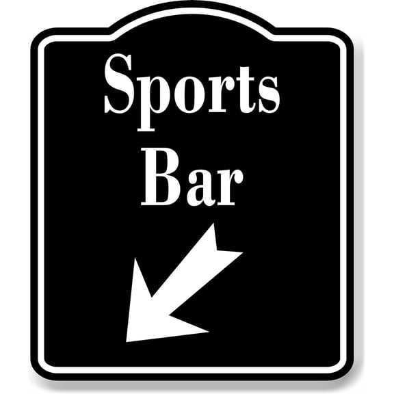 Sports Bar 45 Degree Down Left Arrow BLACK Aluminum Composite Sign, 20"x24"