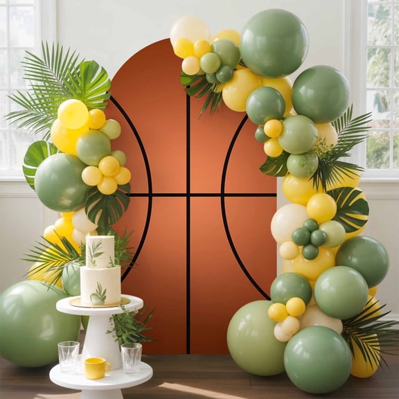Sports Basketball Court Athletics Arch Backdrop Cover, 4FT, Spandex Arch Covers Double-Sided Backdrop for Wedding Birthday Party Photo Background Decoration