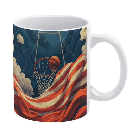 Sports Basketball Personalized Coffee Cup, 11 Ounce Ceramic Cup, Cute Gift for Mom,dad, Men, And Children, Customizable with Photos And Text