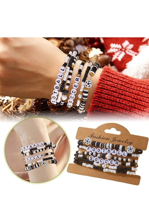 Sports Beaded Bracelets for Women Football Baseball Soccer Basketball, Stackable Game Day Stretchy Bracelets, Sports Mom Accessories Gift