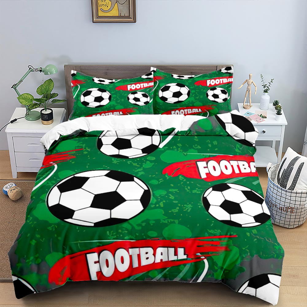 Sports Bedding Set Full Size 3D Print Soccer Comforter Cover,Football