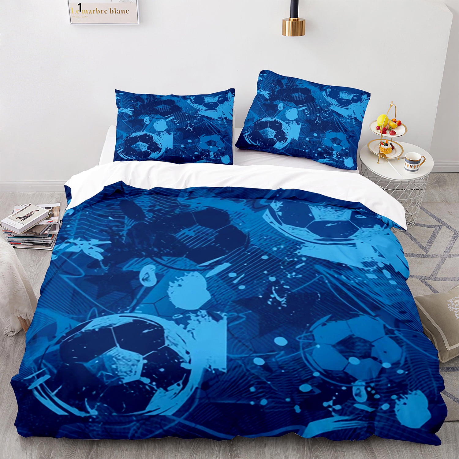 Sports Bedding Set Full Size 3D Print Soccer Comforter Cover,Football