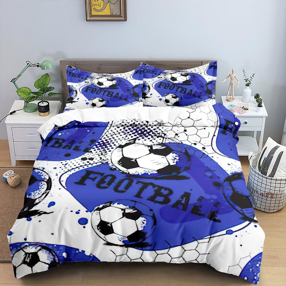 Sports Bedding Set Full Size 3D Print Soccer Comforter Cover,Football