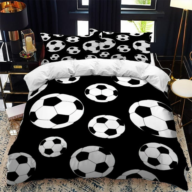 Sports Bedding Set Full Size 3D Print Soccer Comforter Cover,Football