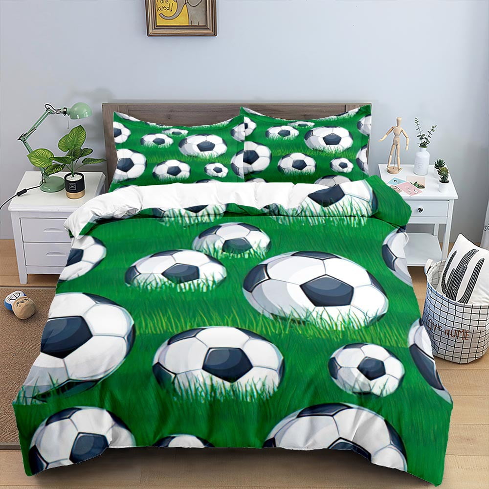 Sports Bedding Set Full Size 3D Print Soccer Comforter Cover,Football