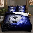 thumbnail image 1 of Sports Bedding Set for Teens Basketball Baseball Football Soccer Printed Duvet Cover Set for Boys Children Kids Bedroom Print Quilt Set Decorative with 2 Pillowcases, 1 of 6