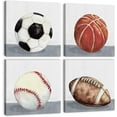 thumbnail image 1 of Sports Bedroom Decor for Boys Rustic Sports Themed Basketball Football Wall Art Kids Baseball Soccer Picture Vintage Balls Painting Baby Nursery Room Canvas Poster Home Decorations 16x16" 4 Pieces, 1 of 6