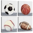 thumbnail image 1 of Sports Bedroom Decor for Boys Rustic Sports Themed Basketball Football Wall Art Kids Baseball Soccer Picture Vintage Balls Painting Baby Nursery Room Canvas Poster Home Decorations 16x16" 4 Pieces, 1 of 6