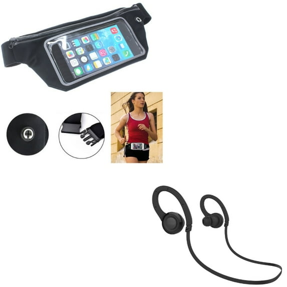 Sports Belt Band Running Waist Bag w Earphones Sports Wireless Headset A3M for RED Hydrogen One - Samsung Galaxy Mega SPH-L600 SGH-M819 S10 5G Note 9 8 2 10 Plus A9, 6.3 - Sony Xperia 10 Plus