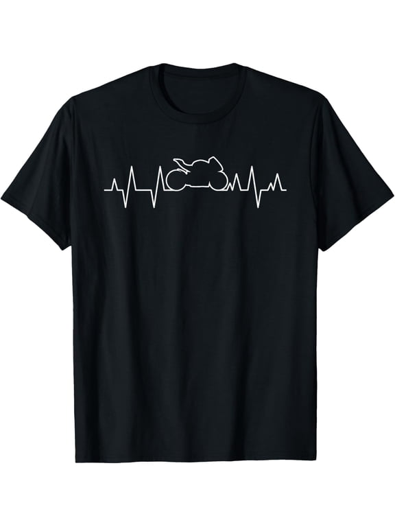 Sports Bike Motorcycle Heartbeat ECG Cardiogram T-Shirt