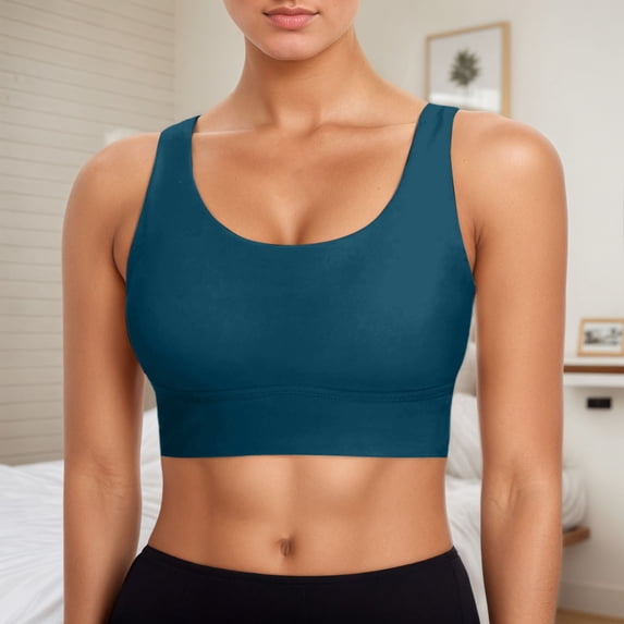 Sports Bikini Tops for Women Adjustable Wide Straps Workout Swimsuit Top Comfortable Support Swimsuit Only(Navy,XL)