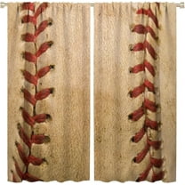 Sports Blackout Curtain,Vintage Baseball Texture Laces Closeup Print Window Drapes for Kid Girl Boy Teen Bedroom Living Room Home Decor,Rod Pocket Thermal Insulated Curtain 2 Panels 52x84 Inch,Yellow