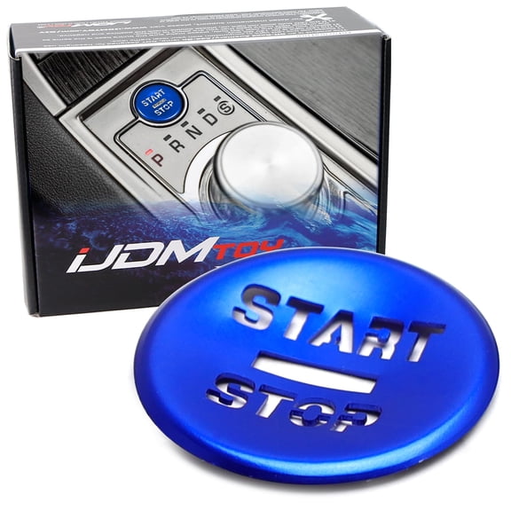 Sports Blue Aluminum Engine Start/Stop Push Button w/Laser CNC Cut-Through Lettering Decoration Trim For Jaguar 2008-2015 XF (X250)