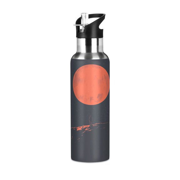 Sports Bottle，Blood Moon10.8"×2.8"The Inside of The Kettle Is Made of Food Grade 304 Stainless Steel