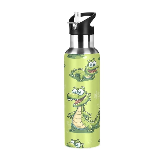 Sports BottleLovely Cartoon Crocodile10.8"2.8"The Inside of The Kettle Is Made of Food Grade 304 Stainless Steel
