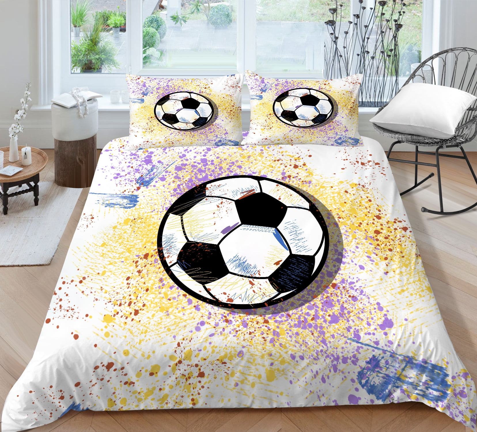 Sports Boys Comforter Cover Sets Queen Size,Baseball Football