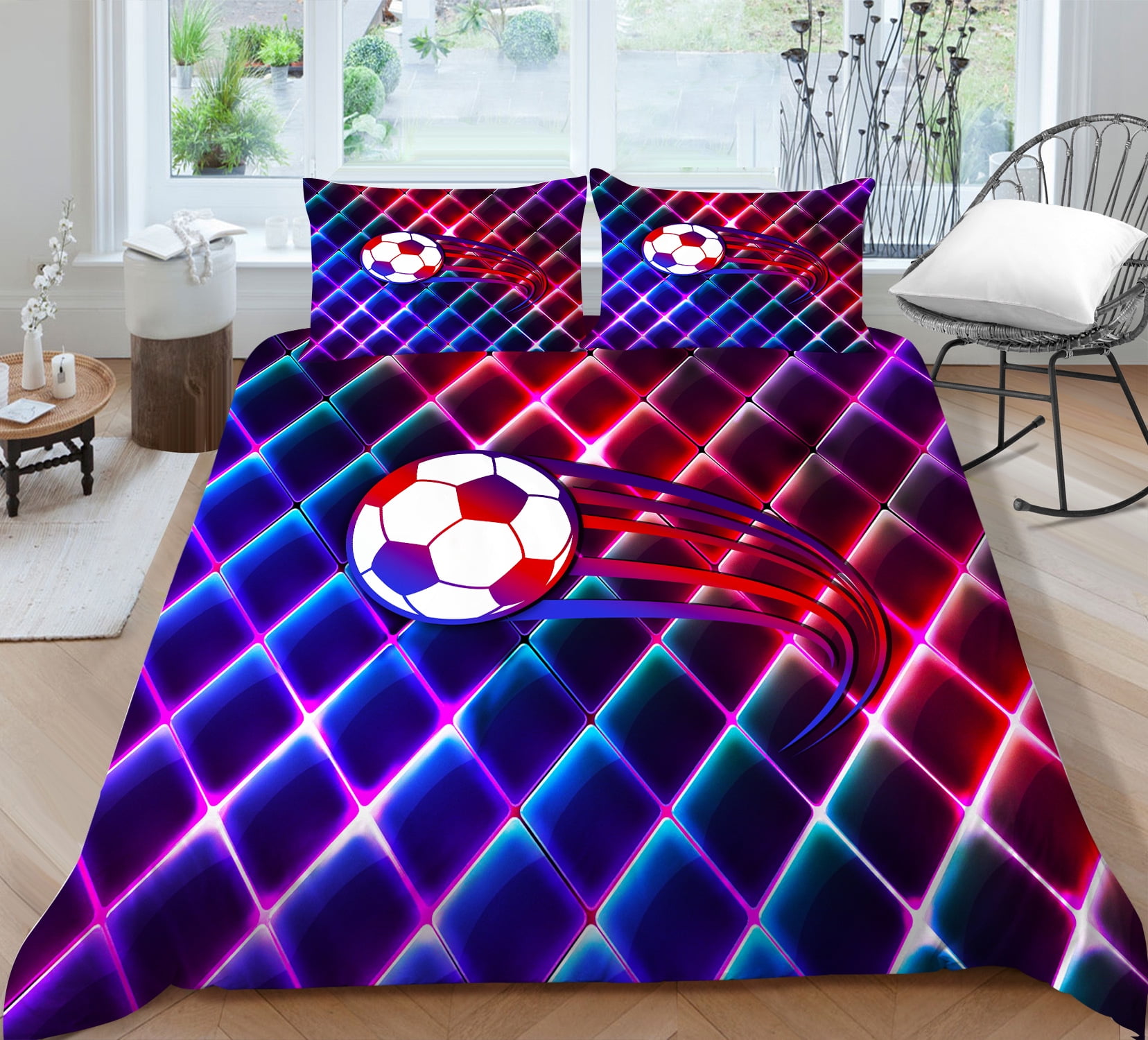 Sports Boys Comforter Cover Sets Queen Size,Baseball Football