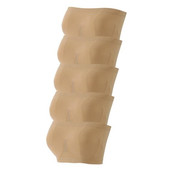 Sports Bra 5PC Sports Bras For Women Plus Size Strapless Bra Bandeau Tube Padded Top Stretchy Yoga Fitness Beige XXL