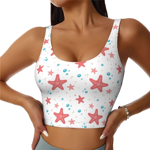 Sports Bra For Women, Cartoon Cute Starfish Sports Bras For Women High Support, Workout Tank Tops Woman With Removable Cups