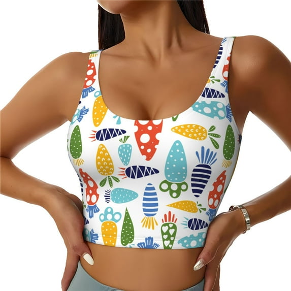 Sports Bra For Women, Colorful Carrot Sports Bras For Women High Support, Workout Tank Tops Woman With Removable Cups