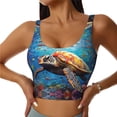 thumbnail image 1 of Sports Bra For Women, Colorful Underwater Sea Turtle Sports Bras For Women High Support, Workout Tank Tops Woman With Removable Cups, 1 of 8