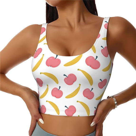 Sports Bra For Women, Cute Banana Fruit Sports Bras For Women High Support, Workout Tank Tops Woman With Removable Cups