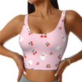 thumbnail image 1 of Sports Bra For Women, Cute Berry Rabbit Pink Sports Bras For Women High Support, Workout Tank Tops Woman With Removable Cups, 1 of 8