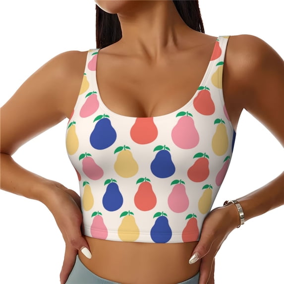 Sports Bra For Women, Cute Colorful Pear Sports Bras For Women High Support, Workout Tank Tops Woman With Removable Cups