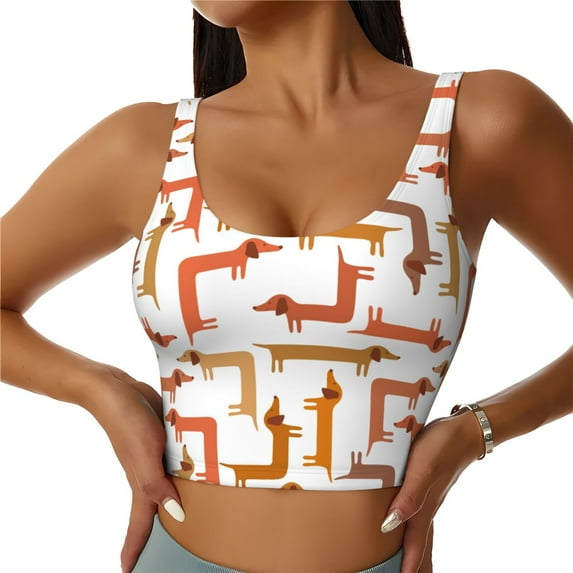 Sports Bra For Women, Dachshund Dog Puppy No.1063 Sports Bras For Women High Support, Workout Tank Tops Woman With Removable Cups