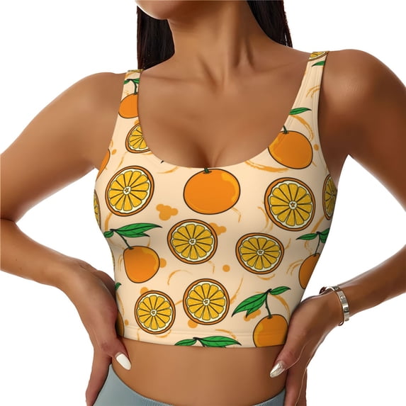Sports Bra For Women, Delicious Cute Orange Leaves Sports Bras For Women High Support, Workout Tank Tops Woman With Removable Cups