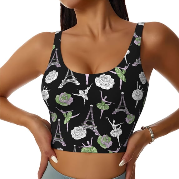Sports Bra For Women, Flower Tower Ballet Sports Bras For Women High Support, Workout Tank Tops Woman With Removable Cups