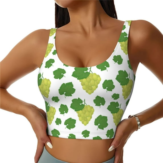 Sports Bra For Women, Funny Green Grape Green Sports Bras For Women High Support, Workout Tank Tops Woman With Removable Cups