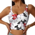 thumbnail image 1 of Sports Bra For Women, Red White Flowers Black Sports Bras For Women High Support, Workout Tank Tops Woman With Removable Cups, 1 of 8