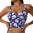 thumbnail image 1 of Sports Bra For Women, Skull Crystal Flower Sports Bras For Women High Support, Workout Tank Tops Woman With Removable Cups, 1 of 8