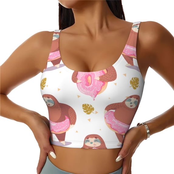 Sports Bra For Women, Sloth With Donuts1 Sports Bras For Women High Support, Workout Tank Tops Woman With Removable Cups